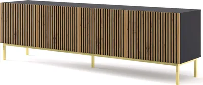 Produktbild von FURNLUX Fernsehtisch Ravenna F Schwarz Und Beige Und Gold 200cm / Hauptfarbe: Braun / Abmessungen: 200 x 58 x 42 cm