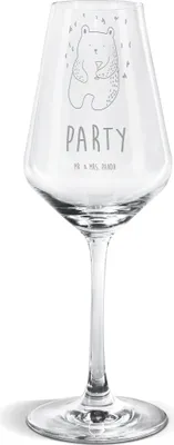 Produktbild von Mr. & Mrs. Panda Weinglas Bär Party - Transparent - Geschenk, Weißweinkelch, Geburtstagsgeschenk, Weißwein Kelch, Lustig, Feiern, wein glas, Geburtstag, Teddy