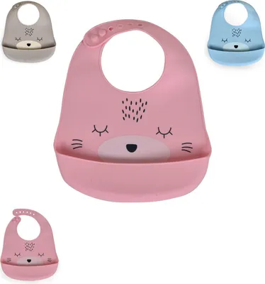 Produktbild von Cangaroo Babylatz Oscar Silikon, Tasche fr Essensreste, Verschluss einstellbar rosa