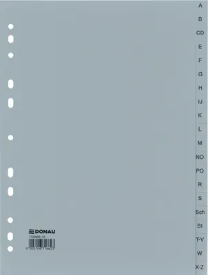 Produktbild von DONAU 7730095-13 Ordnerregister A-Z, 20-teilig, 22,5x29,7cm, grau