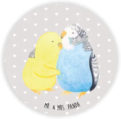 Produktbild von Mr. & Mrs. Panda magnet Wellensittich Liebe - Grau Pastell - Geschenk, für kühlschrank, Notizhalter, Verknallt, pinwand, Umarmung, Freundin, glücklich, pinnwand