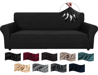 Productafbeelding van Bankhoes, geschikt voor 4 zitplaatsen, jacquard, zwart, elastisch, antislip, wasbaar