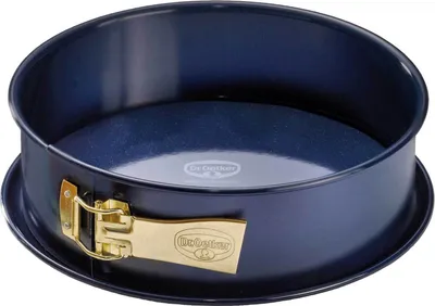 Immagine prodotto di Teglia Dr. Oetker Ø 24 cm BACK-LIEBE EMAILLE, teglia con fondo piatto resistente ai tagli e ai graffi con guarnizione smaltata, tortiera rotonda con anello in lamiera d'acciaio (colore: blu)