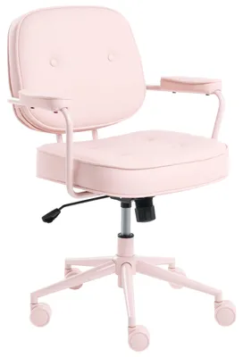 Produktbild von BELIANI Bürostuhl Pastellrosa Kunstleder Drehbar Höhenverstellbar mit Armlehnen Modernes Design für Büro Homeoffice Schreibtischstuhl Drehstuhl