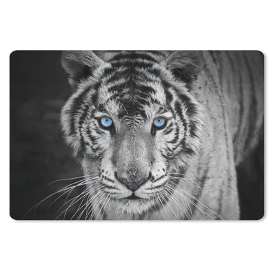 Produktbild von MuchoWow® Mauspad Mousepad Tiere - Tiger - Schwarz und weiß - Augen - Blau 27x18 cm - Mousepads - Maus Mat - Pad - Mausunterlage - Büroartikel - Desk Matten