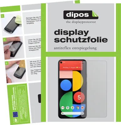 A collage of images showing instructions for applying a screen protector and the screen protector itself on a phone.