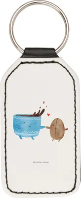 Produktbild von Mr. & Mrs. Panda Schlüsselanhänger Kaffee Bohne - Weiß - Geschenk, Lustige Sprüche, Mit Spruch, schlüssel anhänger, Taschenanhänger, Kaffeebohne, Genuss, Zufriedenheit