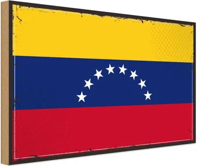 Produktbild von vianmo Holzschild 30x40 cm Venezuelas Retro Venezuela Flagge Fahne Wappen