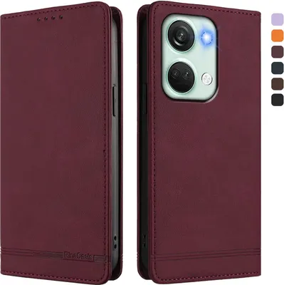 Obrázek produktu pro Pouzdro pro OnePlus Nord 3, retroPolyuretankožené flip pouzdro s stojánkem a přihrádkami na karty Červený