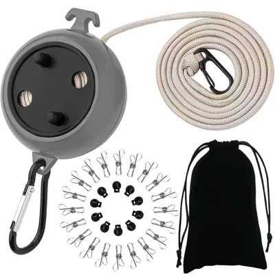 Image de Cintre à linge rétractable, 8 mètres. Cintre à linge portable