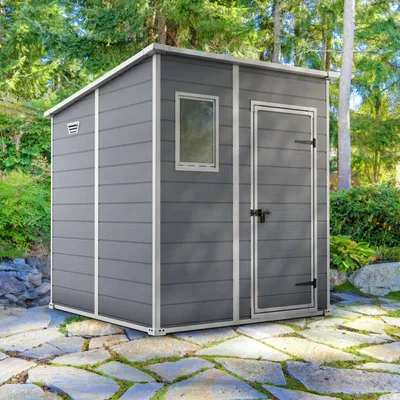Immagine prodotto di Dmora Casetta da Giardino Cranbrook 185x183.5x200h cm Grigio, Resistente Agli Agenti Atmosferici Presenza Finestre