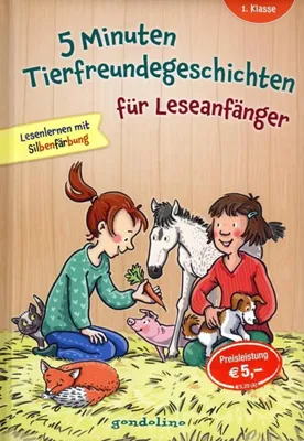 Obrázok produktu pre Kinderbuch 5 Minuten Tierfreundegeschichten für Leseanfänger, 1. Klasse - Lesenlernen mit Silbenfärb