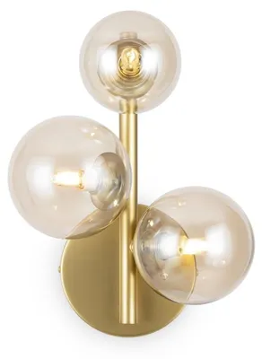 Immagine prodotto di Applique Contemporanea Dallas Metallo Oro 3 Luci Diffusori Cognac