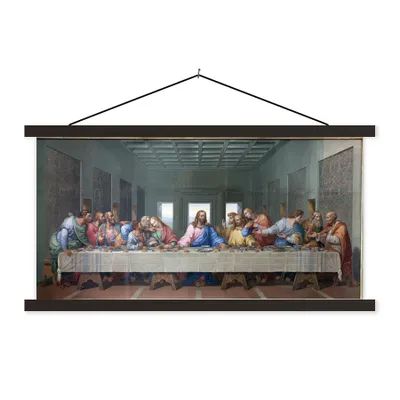 Produktbild von MuchoWow® Textilposter Das letzte Abendmahl - Leonardo da Vinci 90x45 cm mit schwarzem Rahmen - Klemmleisten