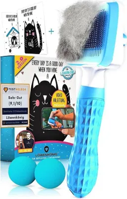 Image de Brosse autonettoyante haut de gamme pour chats et chiens à poils courts et longs - Élimine le sous-poil mort et les nœuds