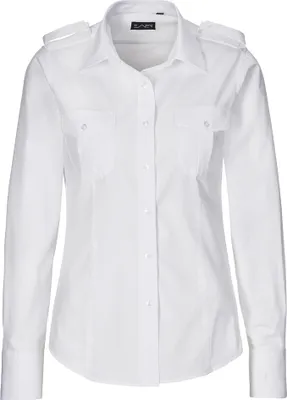 Produktbild von Pilotenbluse mit Tunnel langarm Fb. weiß Gr. 38 : weiß : 38 : 60% Baumwolle 40% Polyester 120 g/m²