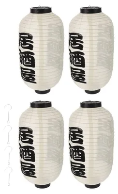 Japanische Laternen 4er-Set, 25x25x45 cm, weiß, wasserdicht