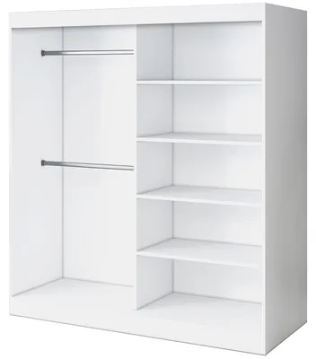 Zdjęcie produktu dla Otwarta Szafa– 180 x 200 cm – Biały mat– Szafa otwarta TROY – z 4 półkami i 2 drążkami