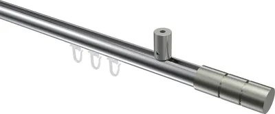 Produktbild von Interdeco Innenlaufstange / Gardinenstange mit Innenlauf Chrom / Edelstahl-Optik, Typ Sonius Elanto (Rillenzylinder) Deckenmontage, 20 mm Ø 1-läufig, 160 cm