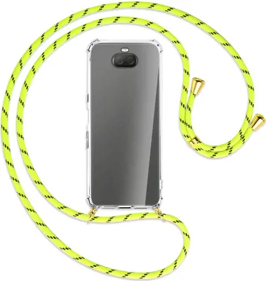 Produktbild von Handykette Backcover-Schutzhülle mit Band (Metall goldfarben) für Sony Xperia 10 Plus - neongelb