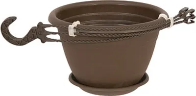 Produktbild von Blumenampel Pflanztopf Galicia  Ø 25xH 16 cm Braun Kunststoff mit Untersetzer