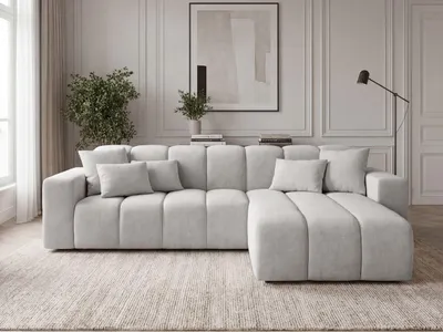 Produktbild von GrainGold Ecksofa L-Form Rechts Nork - Moderne Ecksofa, Wohnzimmer Ecksofa - Eckcouch Grau (Komodo 20)