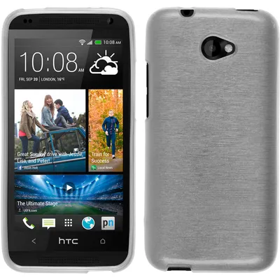 Produktbild von PhoneNatic Case kompatibel mit HTC Desire 601 - weiß Silikon Hülle brushed + 2 Schutzfolien