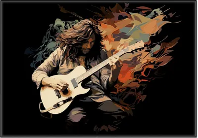 Produktbild von Wallario Wandbild Gitarrensolo, Größe: 70,30 x 100,30 cm, Poster mit schwarzem Aluminiumrahmen