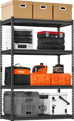 Image de Étagère de stockage VEVOR, 1096 kg, 4 étages, étagères de garage robustes, 508 x 1016 x 1524 mm, étagères réglables, étagères de cave, cuisine, entrepôt, cave, noir