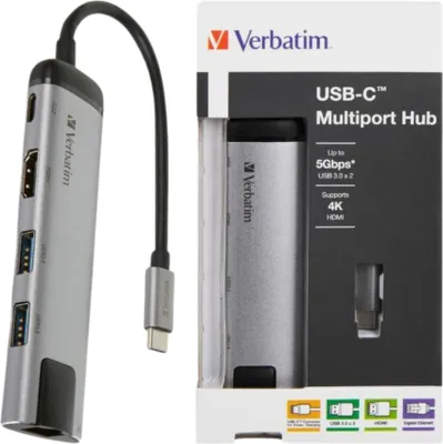 Zdjęcie produktu dla Verbatim 49141, USB 3.2 Gen 1 (3.1 Gen 1) Type-C, Czarny, Srebrny, USB 3.2 Gen 1 (3.1 Gen 1) Type-C, Metal, 3 A, 5 - 40 °C