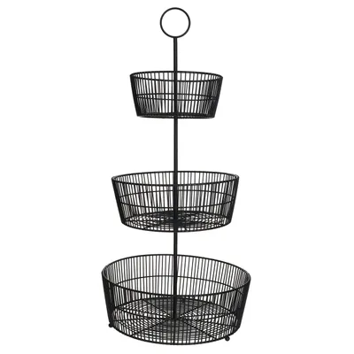 Produktbild von Etagere Gea 3-stöckig schwarz Metall H65cm groß Obstständer Deko Etagen modern