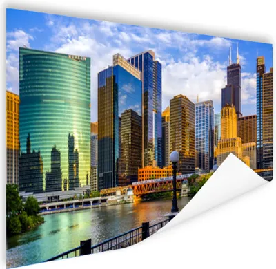 Produktbild von MuchoWow® Poster Chicago - Fluss - Turm 180x120 cm - Fotoplakat