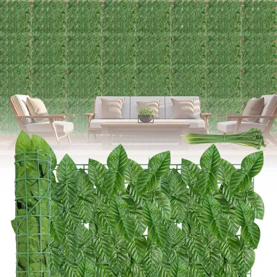 Immagine prodotto di 1*3M Siepe frangivista Frangivento Edera Frangivista Rivestimento per balcone Recinzione di foglie, Siepe artificiale Siepe frangivista Siepe vegetale Decorazione murale, Vaniglia