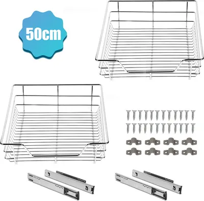 Immagine prodotto di Jopassy 4X telescopico cassetto cucina cassetto armadio cestino estraibile preassemblato cromato argento 50CM