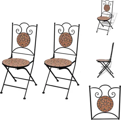 Image de vidaXL Chaises de bistrot 2 pcs. Pliable Céramique Terracota - Chaises de jardin