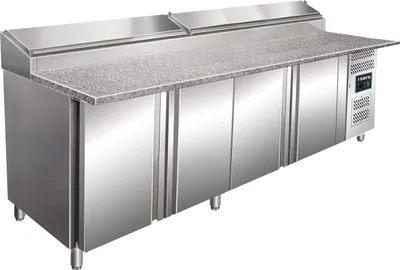 Produktbild von SARO Belegstation 1/3 GN mit Granitarbeitsplatte, Modell GN SH 2500 Zubereitungstisch, Pizzatisch, Salattheke, GN-Einlass, Deckel, Granit, Restaurant, Pizzeria, Imbiss, Kühlen, Lagern, Zubereiten