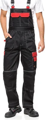 Produktbild von Herren Arbeitshose Latzhose Größe 52 HELIOS Latzhose Herrenhose schwarz rot Größe 52 (94-98)