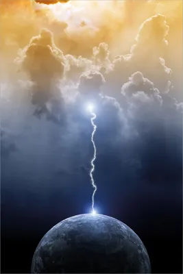 Produktbild von Wallario Poster - Gewitter über der Erde, Kunstdruck Größe: 61 x 91,50 cm