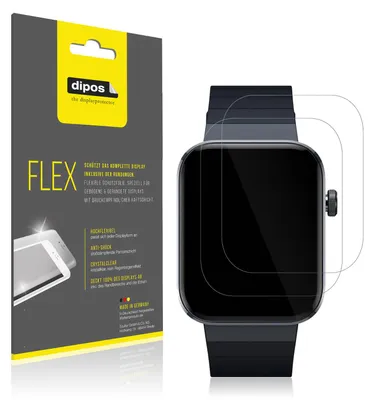 Produktbild von 2x Schutzfolie für Mibro Watch T1 Folie, 100% Displayabdeckung, dipos Flex