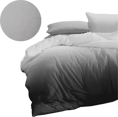 Produktbild von Domarex Bettwäsche-Set 160x200 cm mit 2 Kissenbezügen 70x80 cm – Satin-Mikrofaser, Weich, Wendbar, Premium, Natürliches Grau