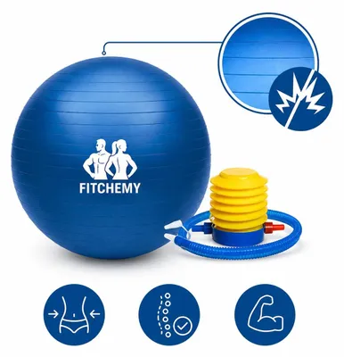 Zdjęcie produktu dla Fitchemy Piłka Gimnastyczna 65 Cm Do Ćwiczeń Jogi Z Pompką