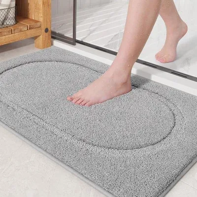 Immagine prodotto di Tappetino da bagno in microfibra Unyqoos® 40 x 60 cm – morbido, altamente assorbente, con base in TPR antiscivolo, ad asciugatura rapida, color grigio chiaro