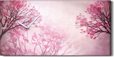 Produktbild von Wanduhr Uhr Wandbild Leinwand 60x30 Malerei Abstrakte Bäume Zweige Blumen - weiße Hände