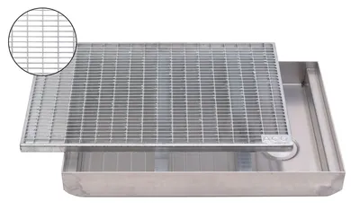 Produktbild von ACO Abtrittrost Fußabtreter + Emco ALU Bodenwanne Schuhabstreifer Abstreifer Abtreter Rost 30/10, Größe:600 x 400 mm
