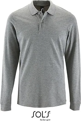 Produktbild von SOLs 02087 | Herren Long-Sleeve Piqué Polo Shirt Perfect - Farbe: Grey Melange - Größe: S