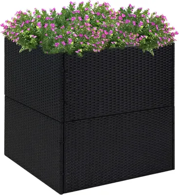 Produktbild von The Living Store Pflanzkübel Schwarz 80x80x80 cm Poly Rattan