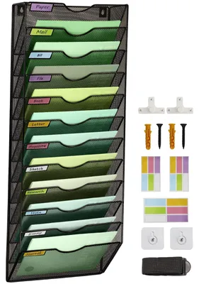 Obrázek produktu pro 12-vrstvý nástěnný organizér - Organizér na dokumenty - Úspora místa - Kov 32 x 10 x 84 cm