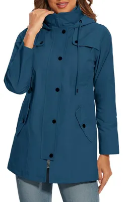 Produktbild von Damen Regenjacke Wasserdicht Winddicht Marineblau M