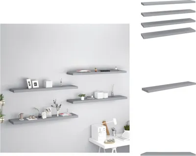 Produktbild von vidaXL Schwebende Wandregale 4 Stk. Grau 120x23,5x3,8 cm MDF -  Wandregale