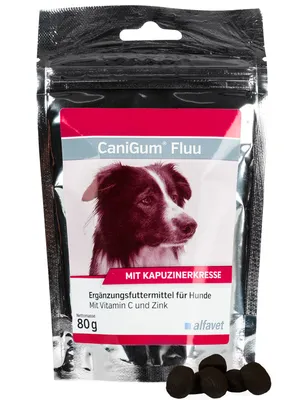 Productafbeelding van Canigum Flu: Kauwtabletten voor honden, ter ondersteuning bij griepachtige verschijnselen, 80 gram